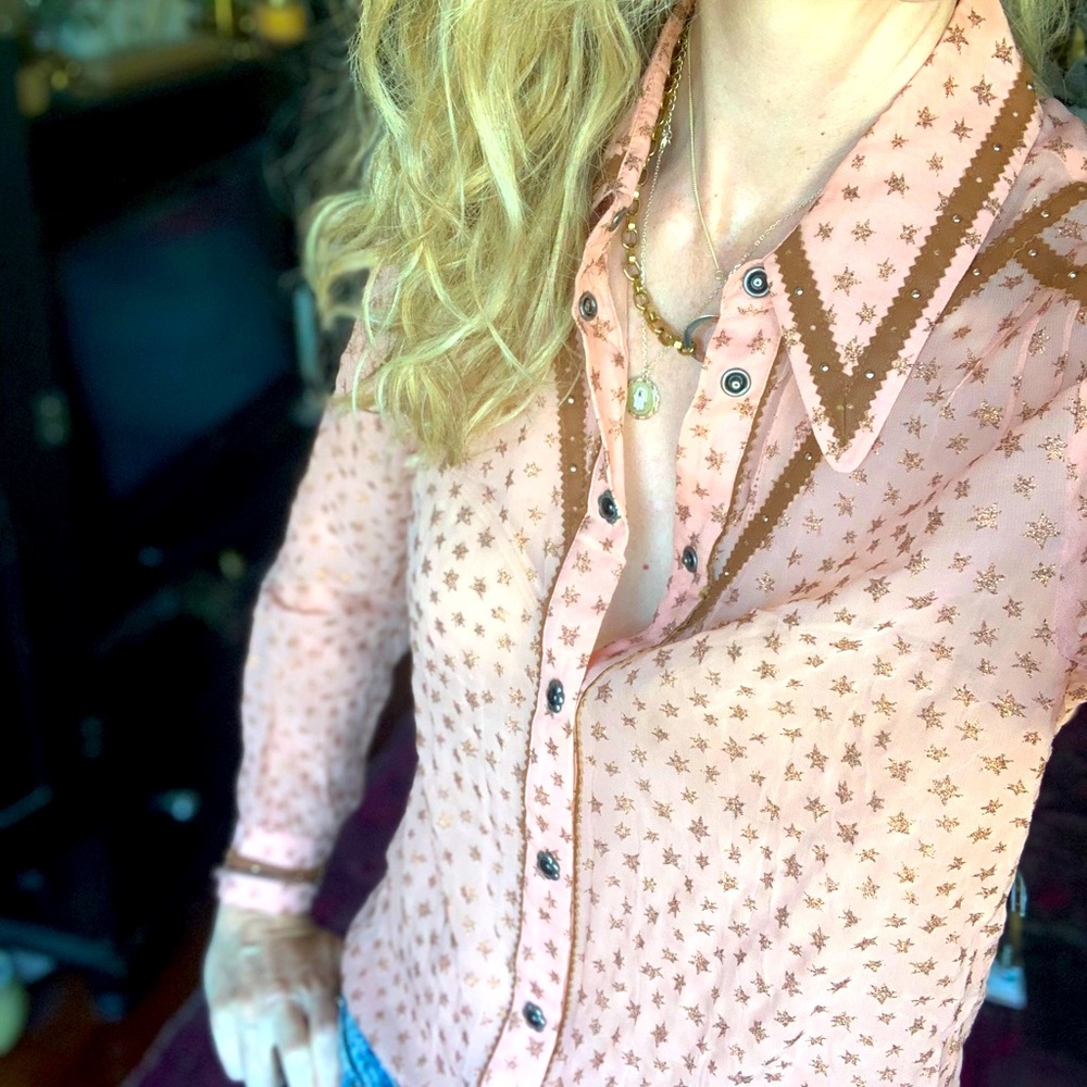 Coach star print button down western blouse 🤠